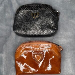 Brighton Black Pebbled & Brown Patent Heart Zip Pouches